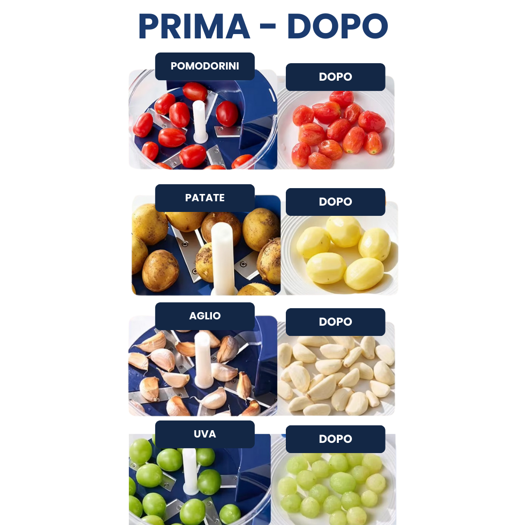 Pro Peeler™ Pelatutto automatico. Sbuccia senza sforzo, senza sporcare.